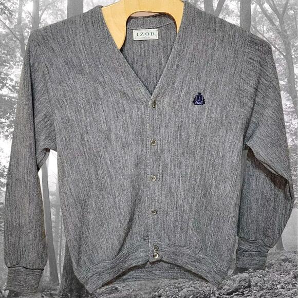 Vintage Men's Izod Cardigan Sweater Logo Made in USA Large L - Picture 1 of 7